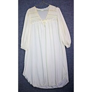 Vintage Christian Dior Nightgown Women Medium Beige Sheer Lace Detail VTG EUC